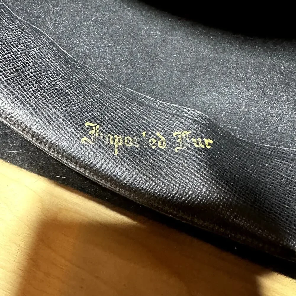 VTG Sears Roebuck & Co. Trilby Fedora Hat Fur Bow Black 7 1/2